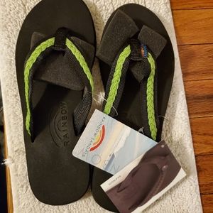 Rainbow braided flip flop